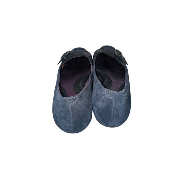Born Blue Black Suede Leather Ballet Flat Loafter Casual Comfort Shoe Work 8 Bow - Picture 8 of 11